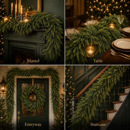 6FT Lush Artificial Cedar Garland – 120-Tip Christmas Greenery Decor