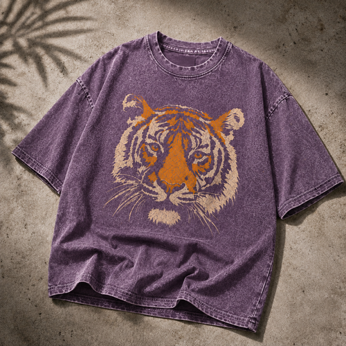Unisex Retro Tiger Stripe Pattern Short-Sleeve T-Shirt