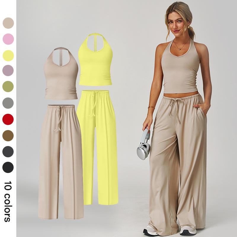 🏃‍♀️Sportswear Set – Adjustable V-neck tank top and wide-leg pants🏃‍♀️