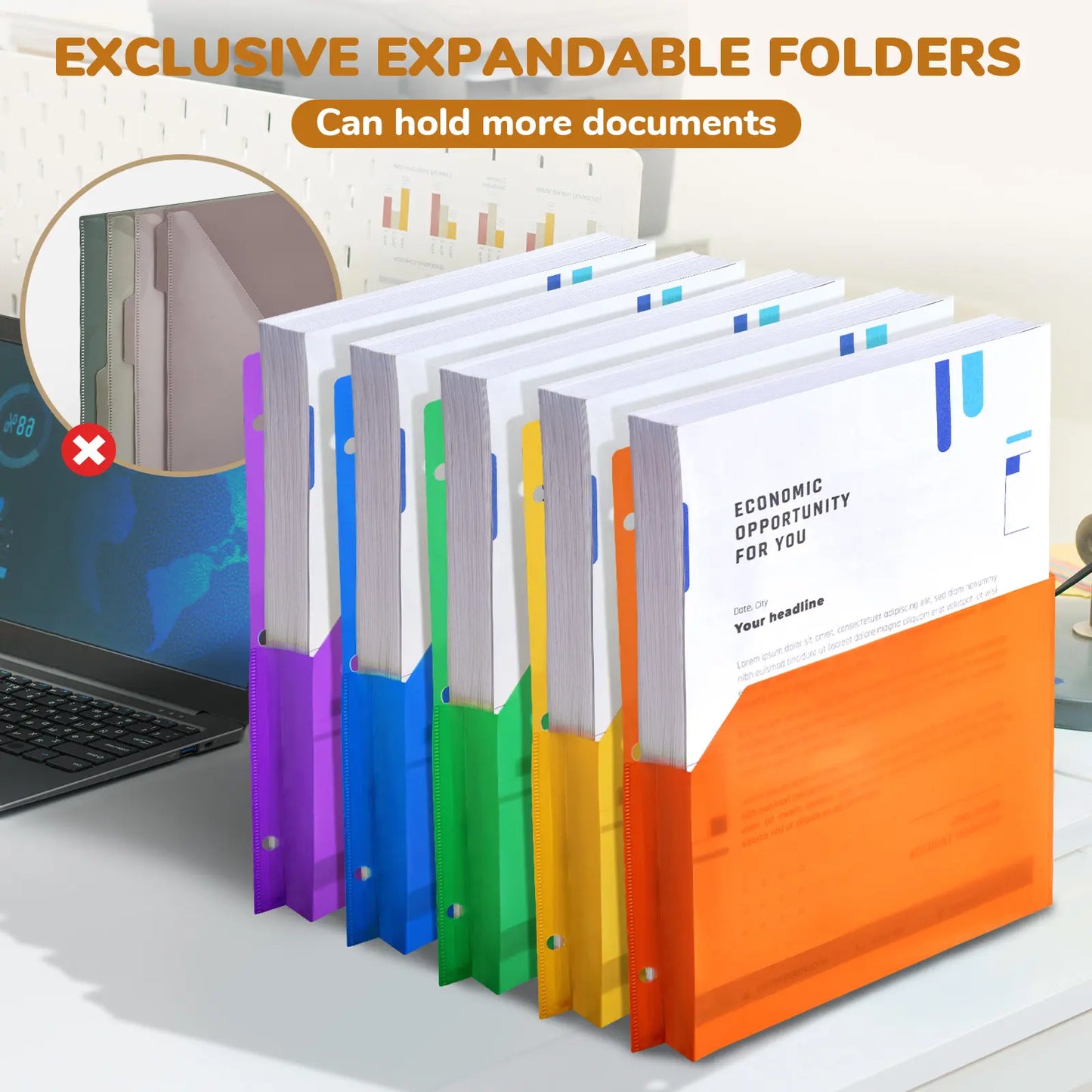 PU Leather 3-Ring Binder Clipboard with Storage & Magnetic Clip (12.4"x10.2")