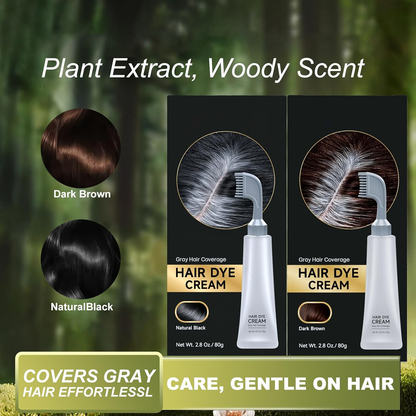 Comb-shaped hair dye to cover gray hair – natural black and dark brown