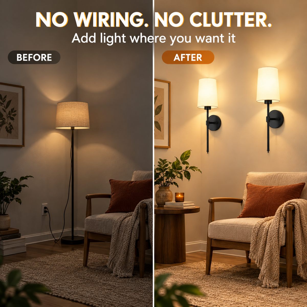 Battery Operated Wall Sconce Set – Rechargeable RGB Remote Lighting