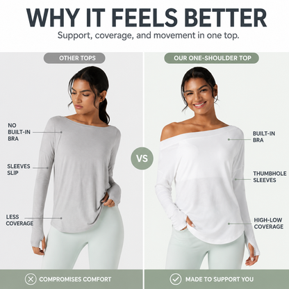 One-Shoulder Long Sleeve Yoga Top