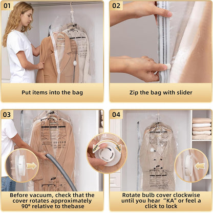 Hanging Vacuum Space Saver Bags for Clothes with 5-Layer Seal for Multiple Clothing Types