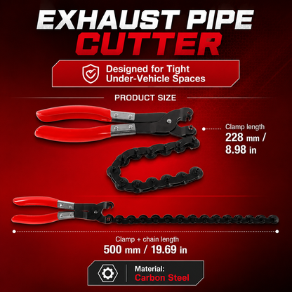 Heavy-Duty Exhaust Pipe Cutter Wrench - Professional Carbon Steel Chain Tubing Tool for Mild Steel, Aluminum & Copper