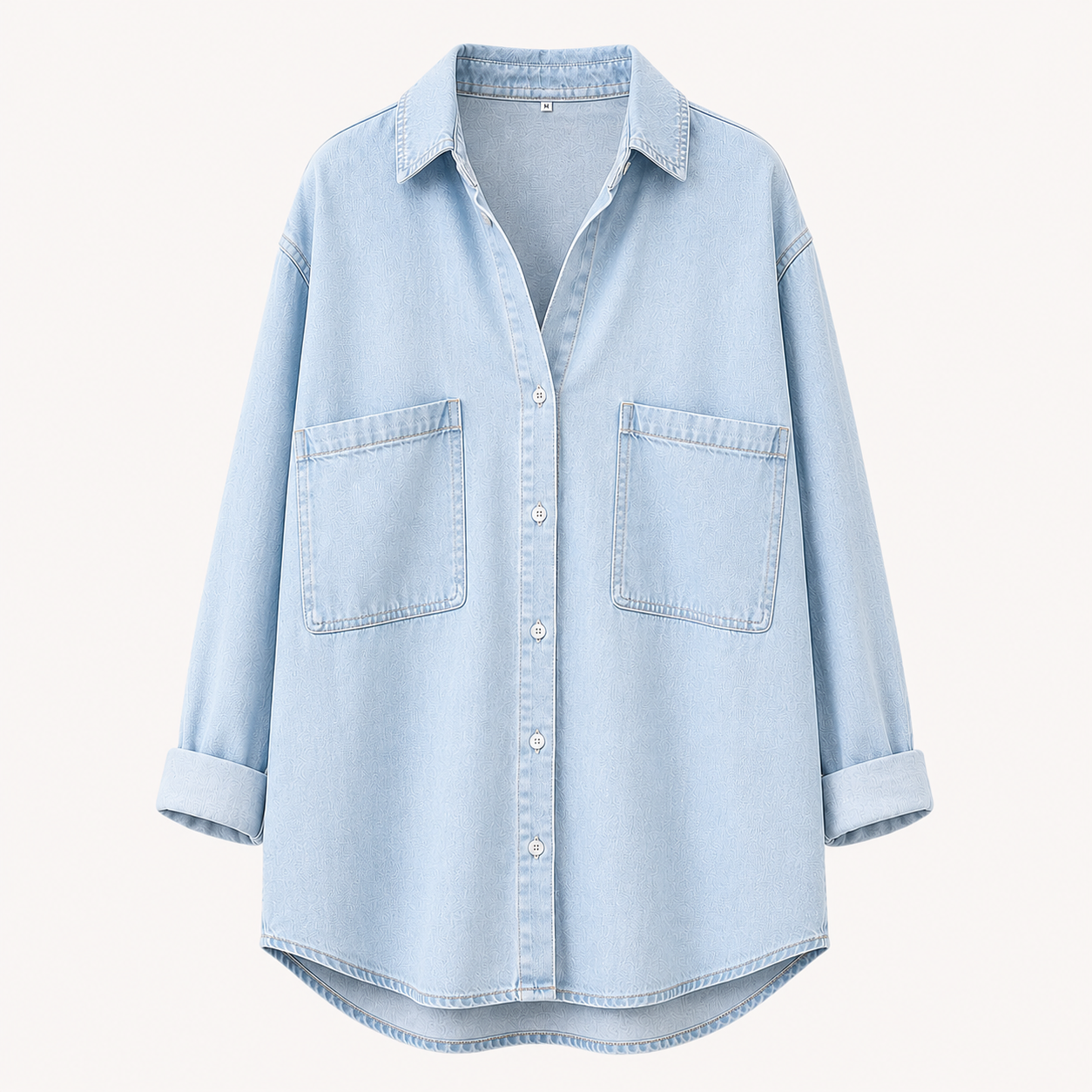 Women’s Denim Shirt Chambray Blue Button Down 3/4 Sleeve Tencel Top