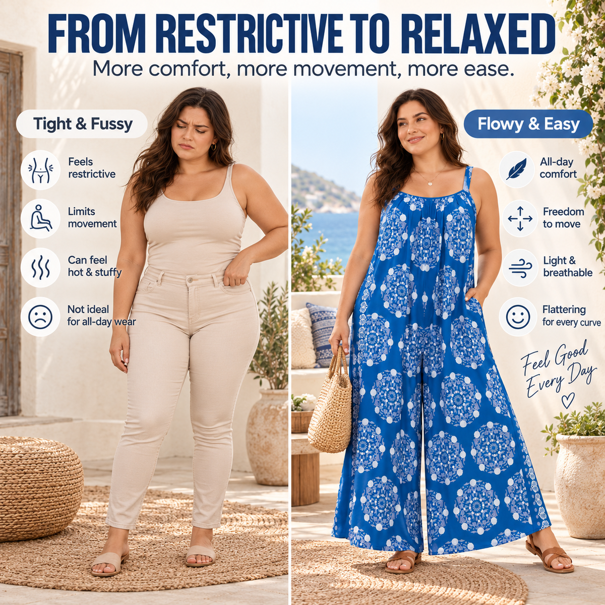Women’s Plus Size Bohemian Spandex Overalls – Flowy Comfort, Effortless Style