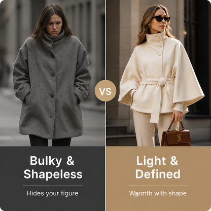 Women's Belted Wool-Blend Cape Coat