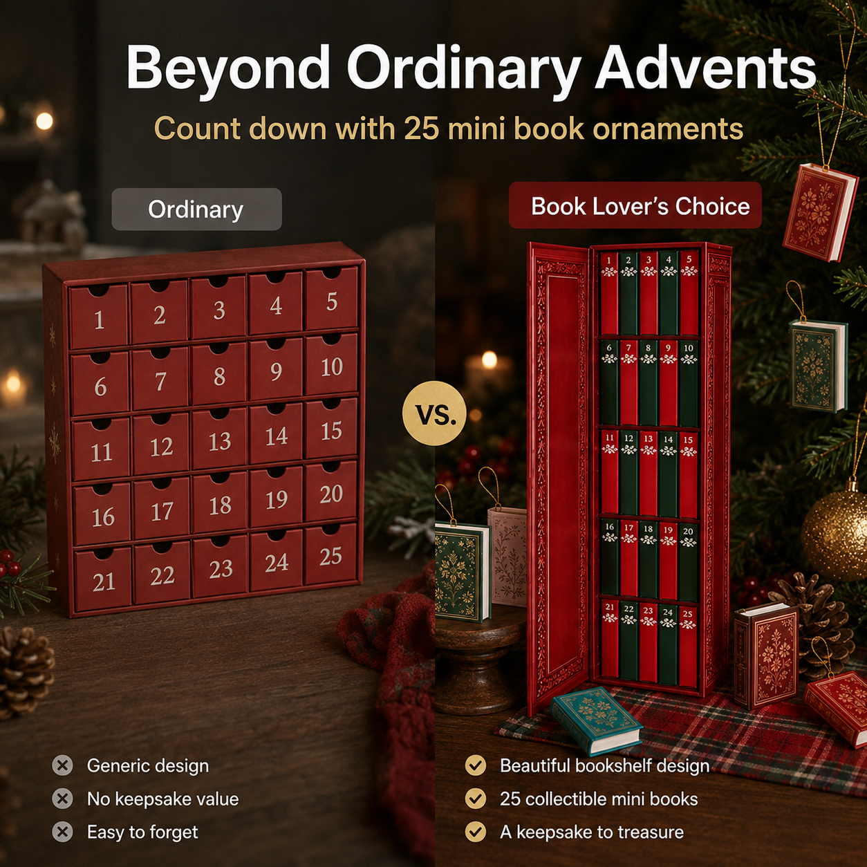 25-Day Mini Book Ornament Advent Calendar