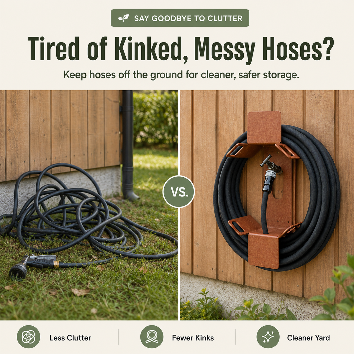 Heavy-Duty Detachable Garden Hose Holder &amp; Storage Rack