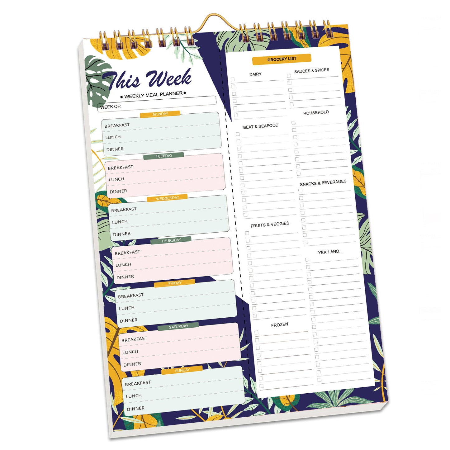 Undated Weekly Meal Planner: 52 Double-Sided Sheets, Grocery List