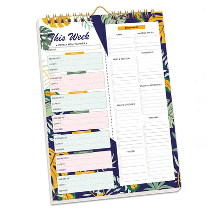 Undated Weekly Meal Planner: 52 Double-Sided Sheets, Grocery List