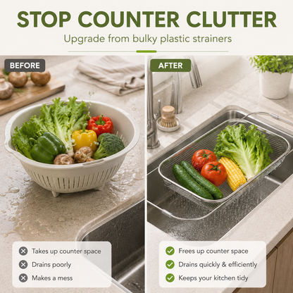 Expandable Stainless Steel Over-the-Sink Colander