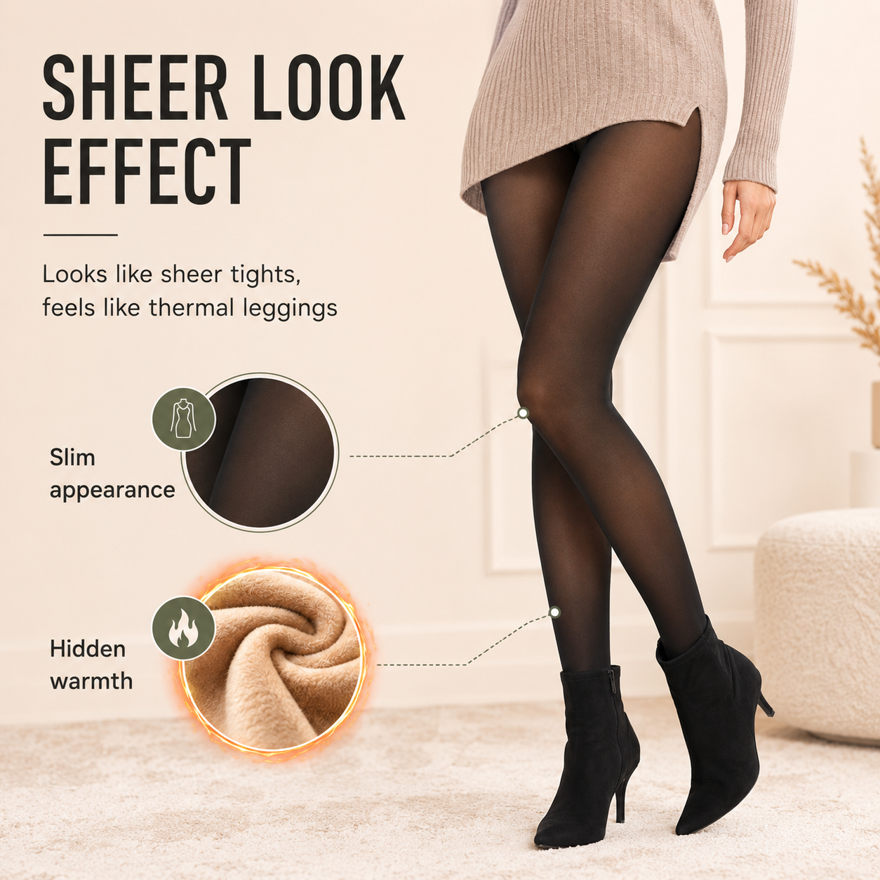Women’s Fleece-Lined Fake Sheer Thermal Tights