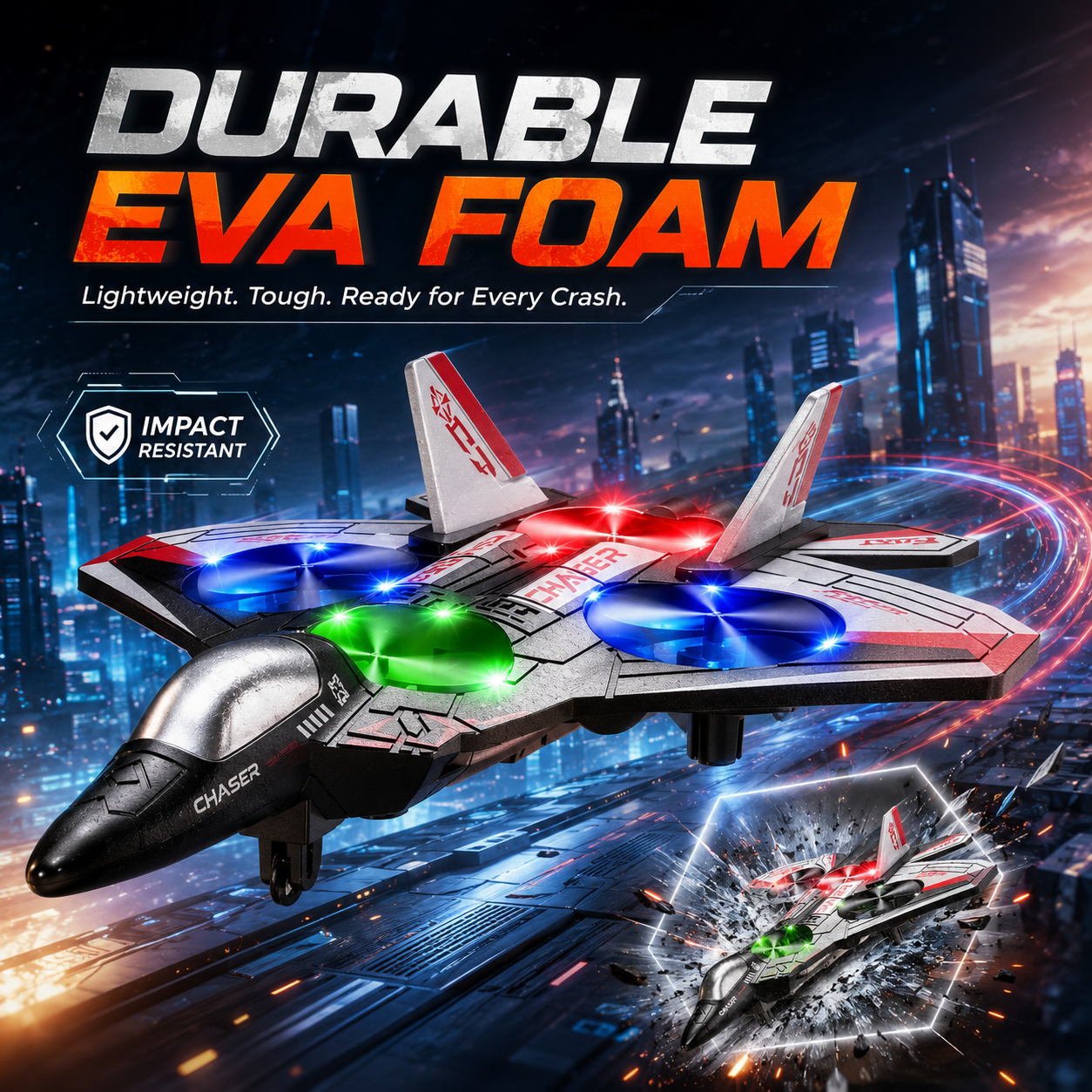 198 SkyRaptor™ LED RC Fighter Jet – High-Performance 3D Flip Stunt Plane