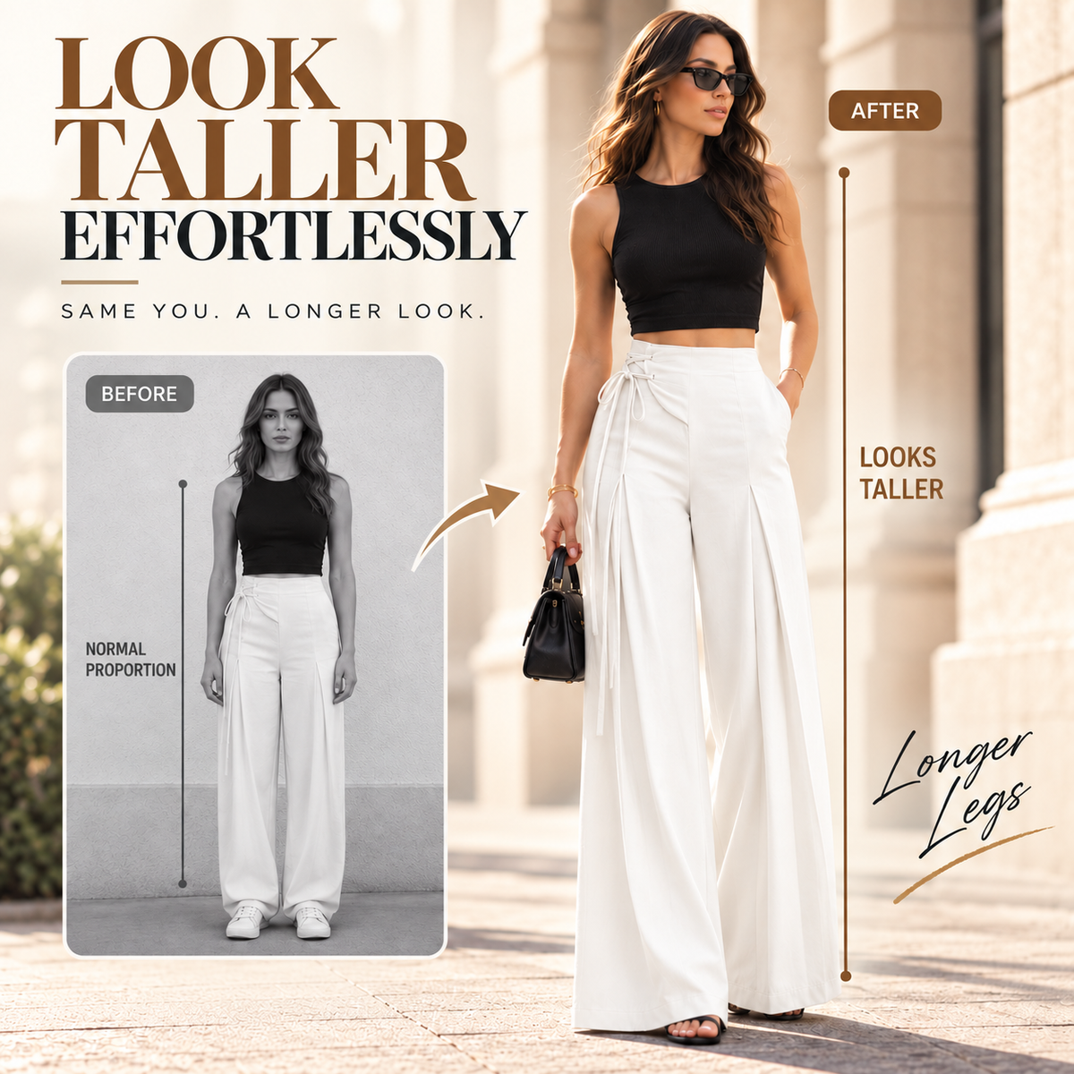 Women's High-Waist Asymmetric Lace-Up Wide-Leg Pants – Flattering Sculpted Fit👖✨