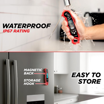 Instant-Read Digital Meat Thermometer – 1–2s Fast, IP67 Waterproof
