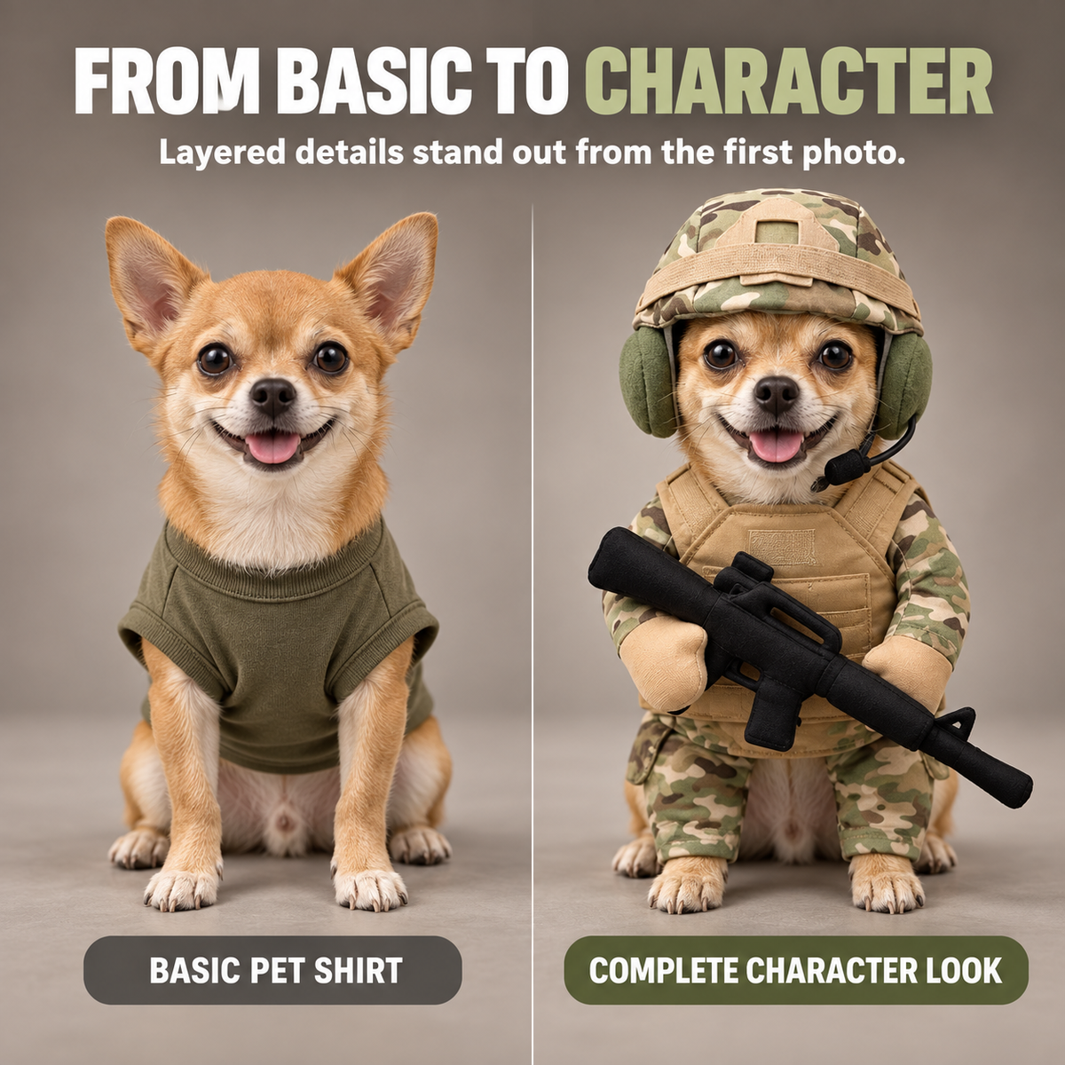 Pet Tactical Character Costume Set