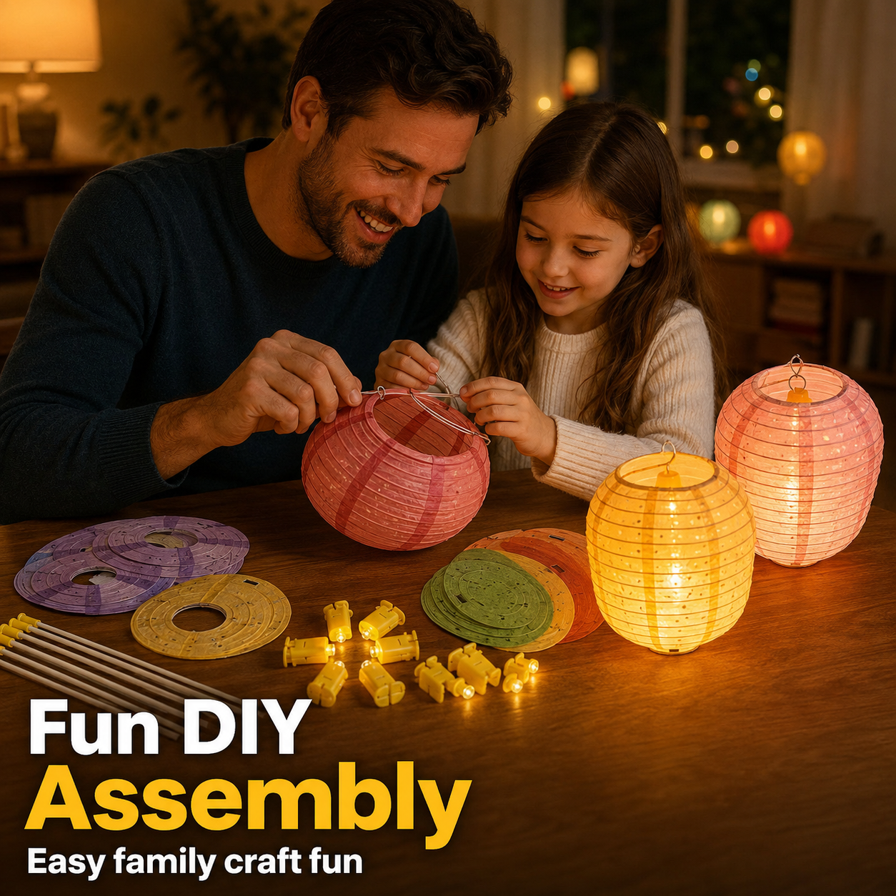 Handcrafted Hollow Paper Lantern Decor（Comes with LED bulbs）