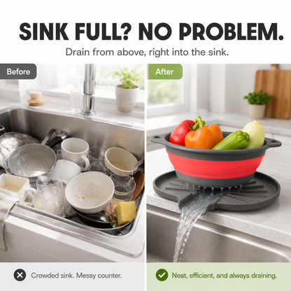 3-Piece Collapsible Colander Set with Self-Draining Base