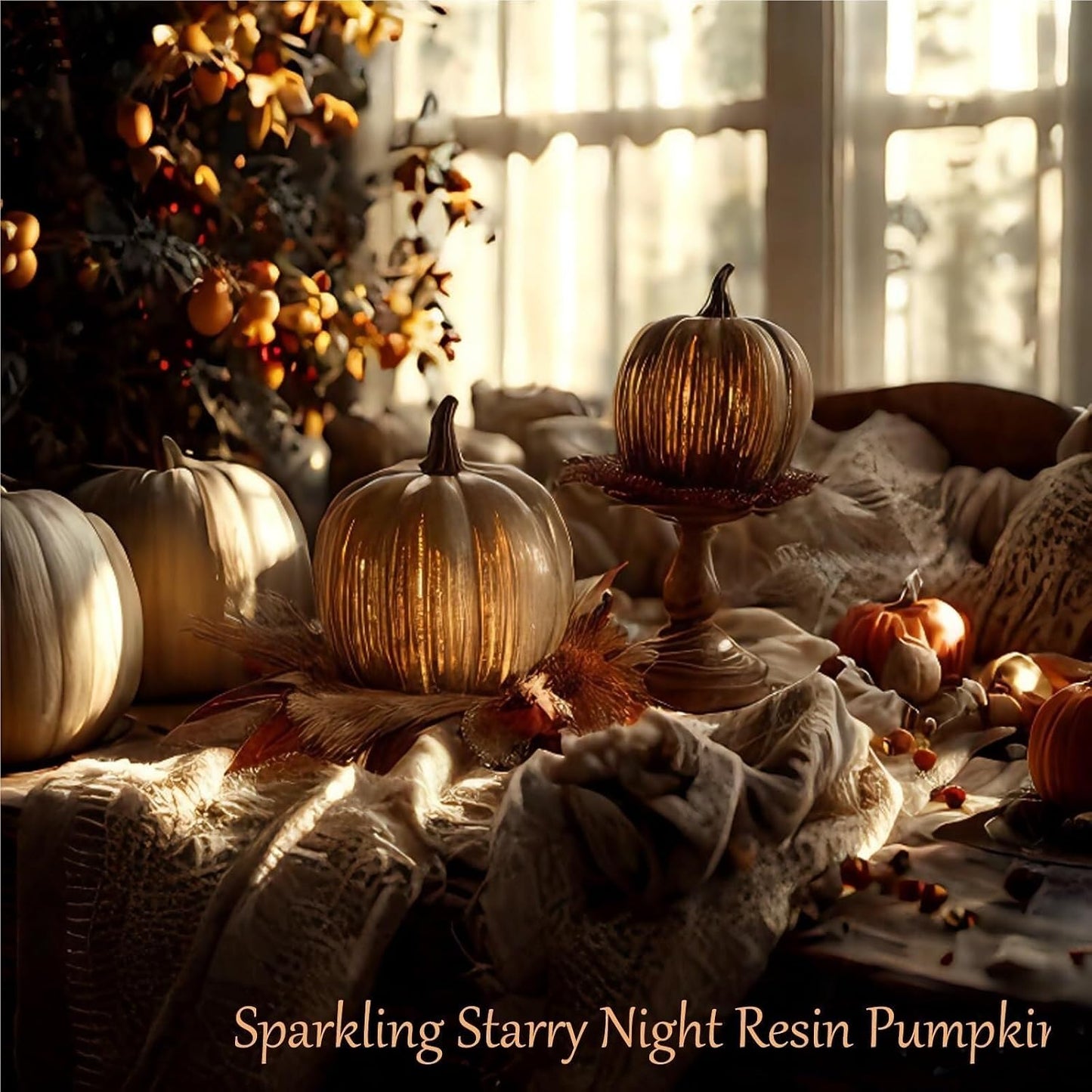 🎃✨ Illuminated Starry Night Pumpkins