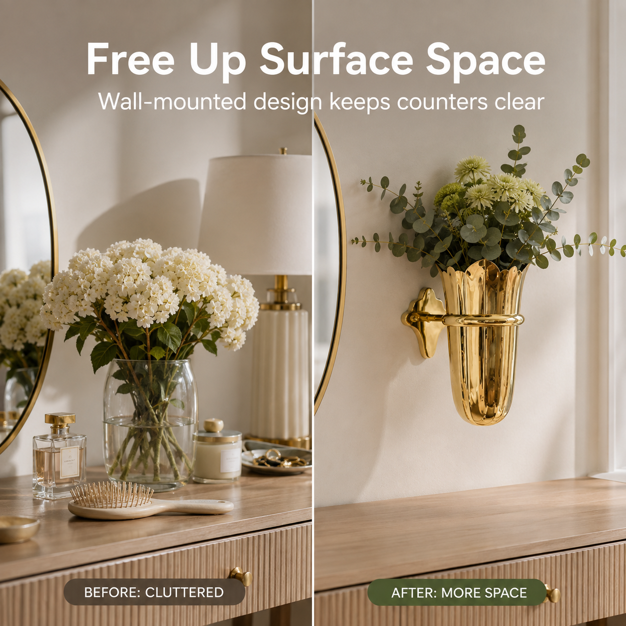 Luxury Gold Wall-Mounted Floral Vase