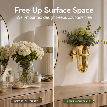 Luxury Gold Wall-Mounted Floral Vase