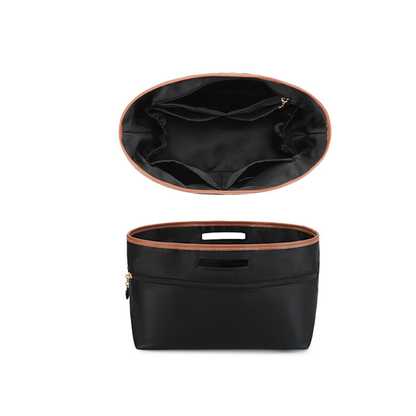 Lightweight waterproof tote bag insert with zippered pocket and cup holder