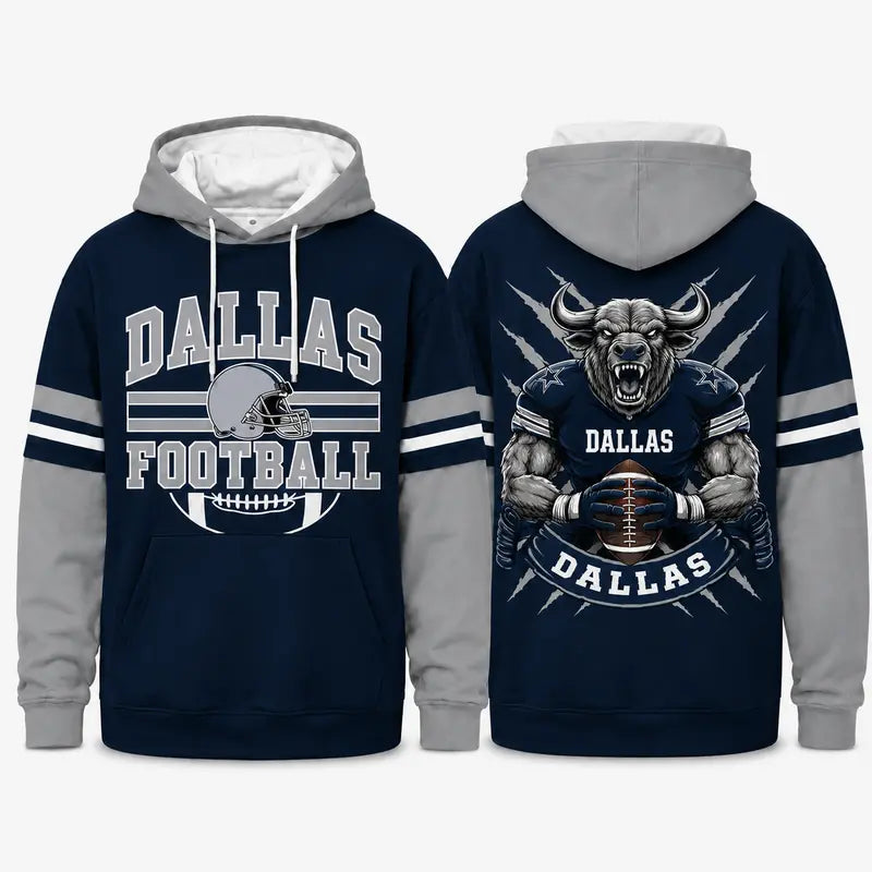 Retro Football Helmet Graphic Hoodie Varsity Style From Every Angle