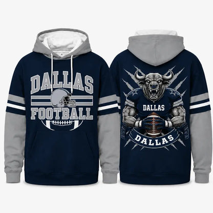 Retro Football Helmet Graphic Hoodie Varsity Style From Every Angle