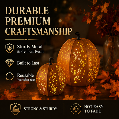 ✨ Stackable LED Pumpkin Lanterns with Skull & Skeleton Shadows
