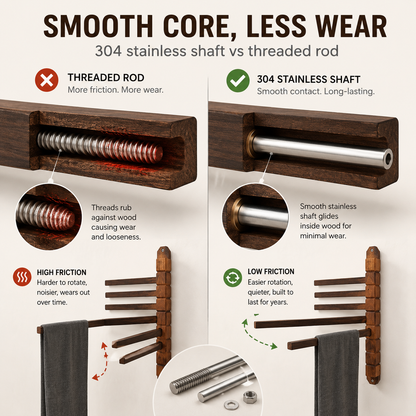 Premium Walnut Rotating Wall Rack for Clothes & Towels