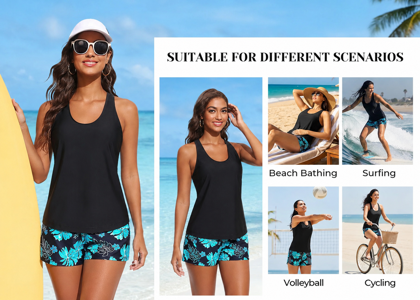 Three Piece Tankini with Shorts