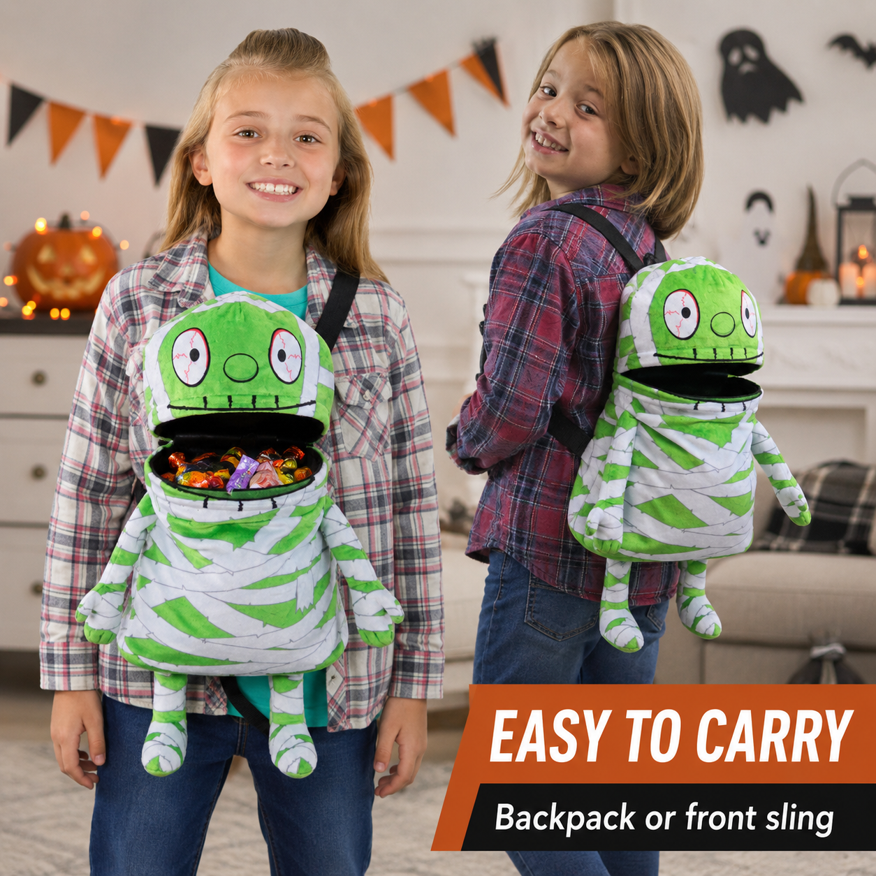 Kids Halloween Trick-or-Treat Plush Backpack Bag