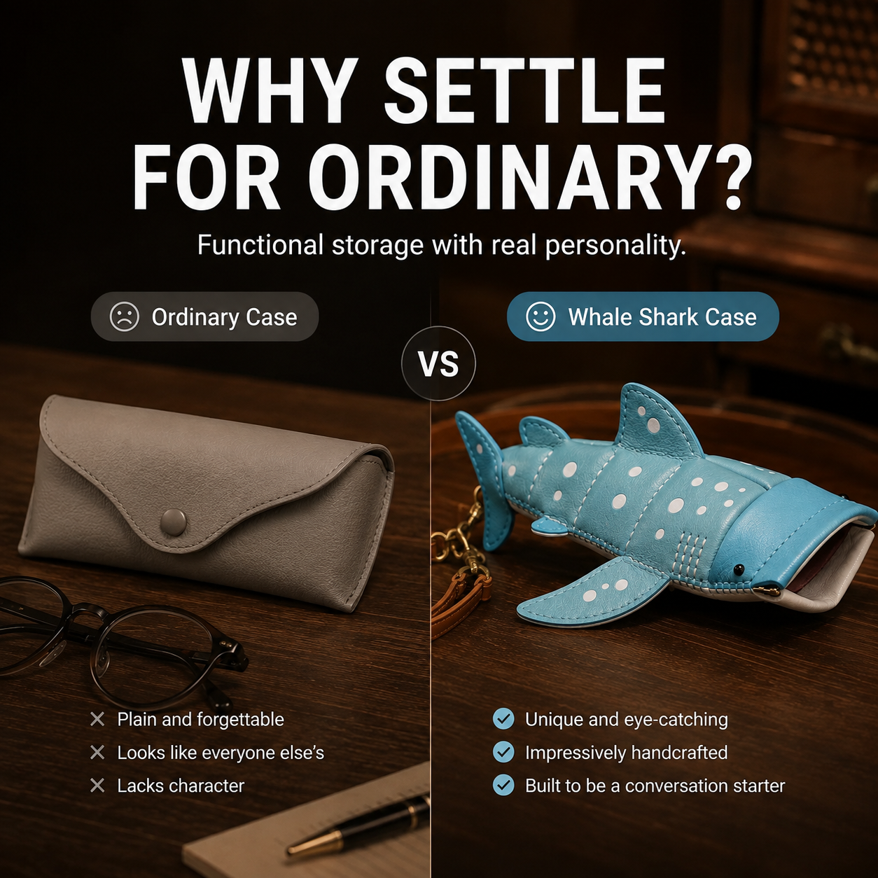 Whale Shark Leather Glasses Case & Crossbody Bag