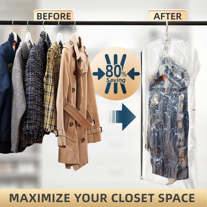 Hanging Vacuum Space Saver Bags for Clothes with 5-Layer Seal for Multiple Clothing Types