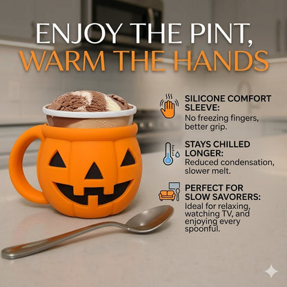 Pumpkin Ice Cream Pint Holder — Keep Hands Warm & Ice Cream Cold
