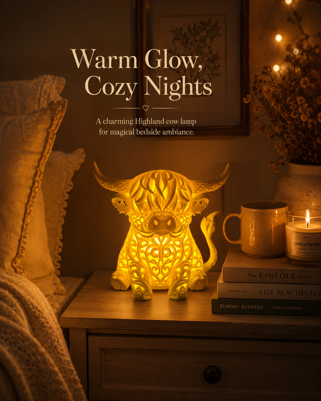 Rechargeable Highland Cow Night Light – Magical 3D Glow Lamp
