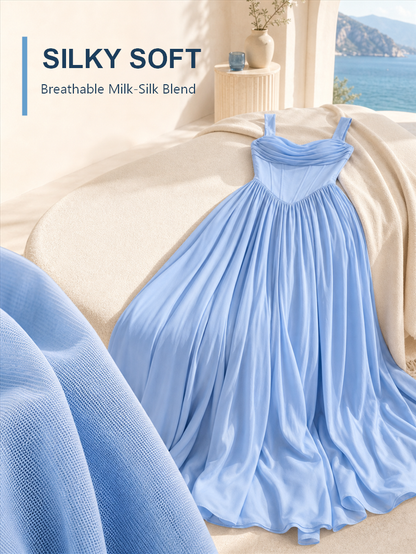 French Corset Pleated Maxi Dress - Strapless Flowy Vacation & Evening Dress