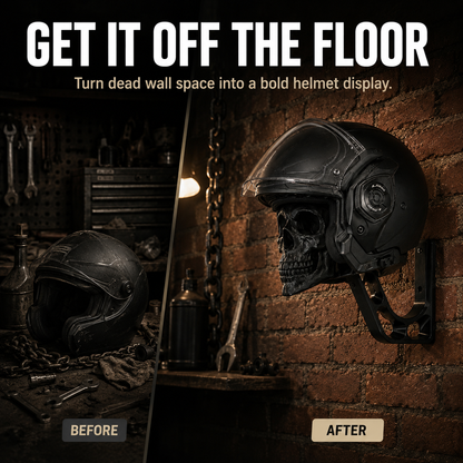 Skull Motorcycle Helmet Wall Mount