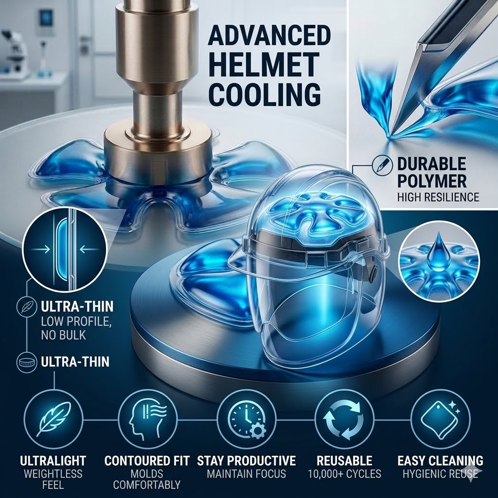 Stay Cool for Up to 4 Hours — Reusable Cooling Gel Pads for Hard Hats & Caps