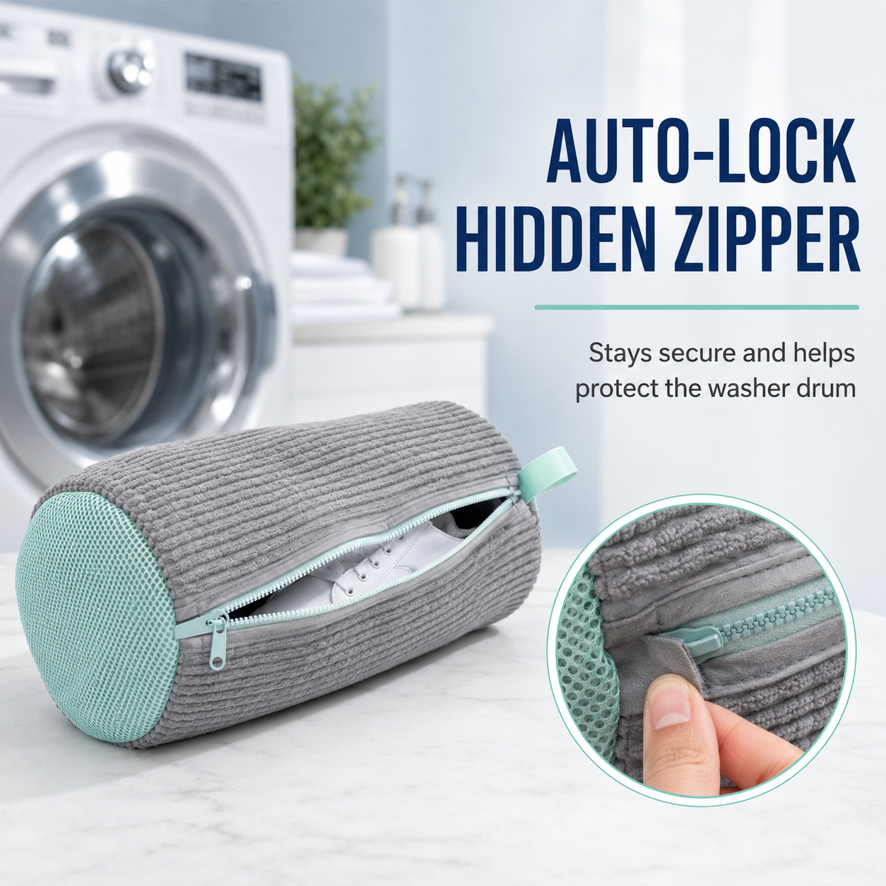 360° Chenille Sneaker Wash Bag — Stop Washing Machine Damage & Shoe Warping