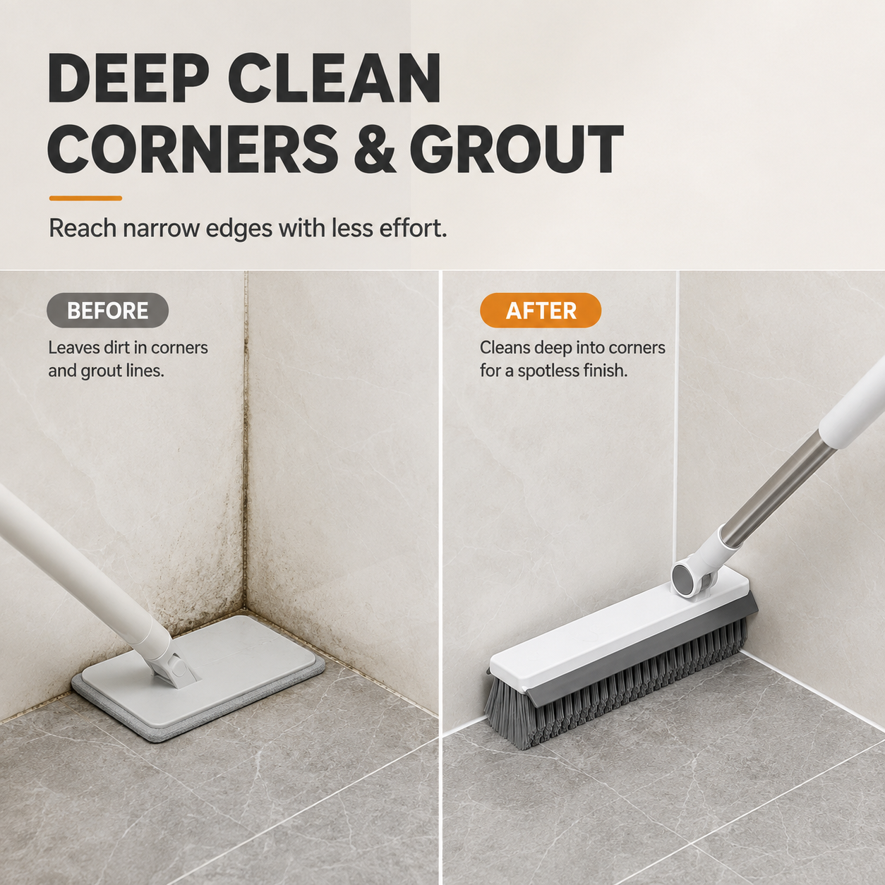 360° Rotating V-Shaped Grout Brush for Effortless Multi-Surface Deep Cleaning