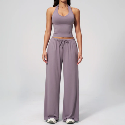 🏃‍♀️Sportswear Set – Adjustable V-neck tank top and wide-leg pants🏃‍♀️