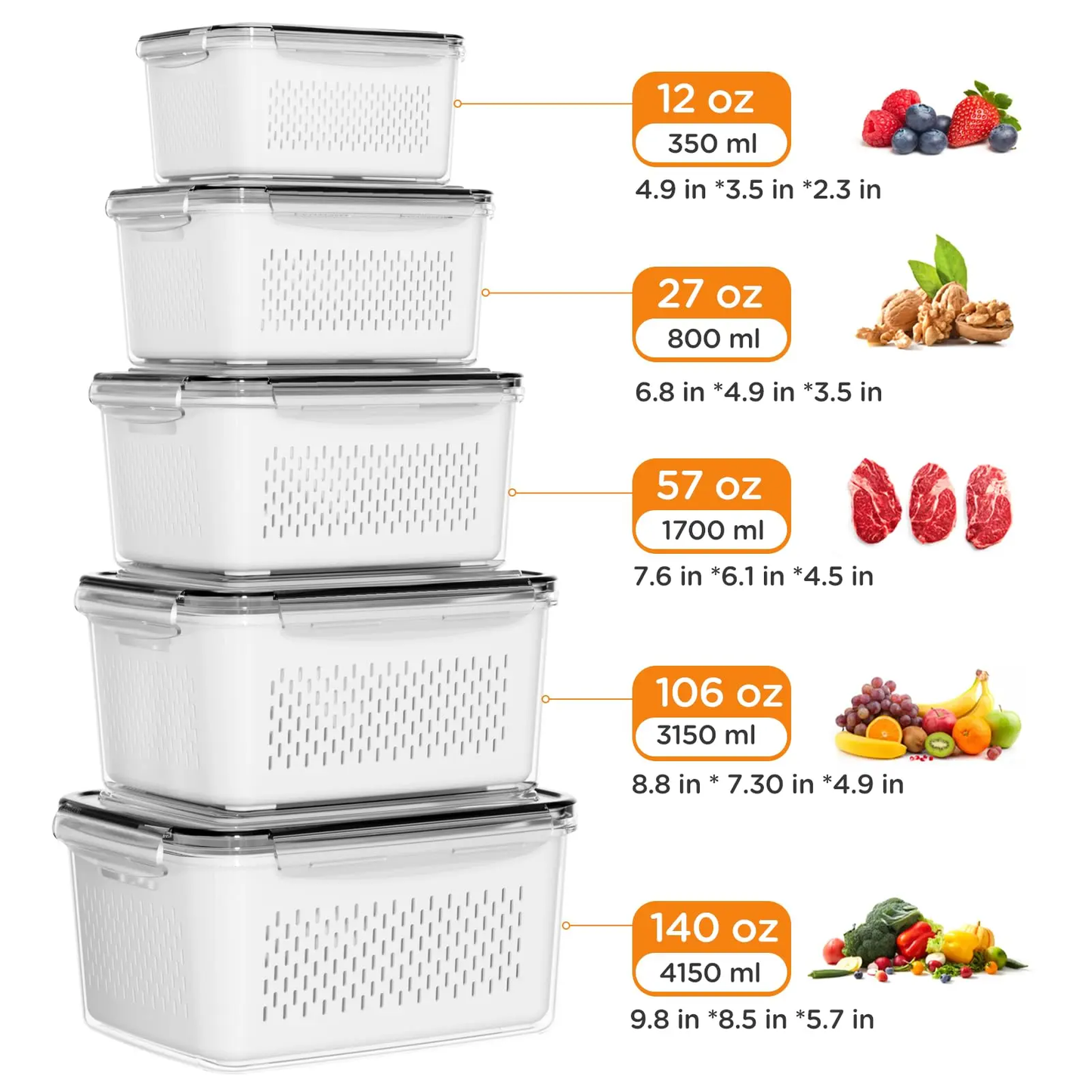 🍇Stackable fruit and vegetable preservation filter box - with lid🍇