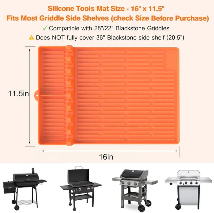 🌞Summer Sale 49% OFF🍖Silicone BBQ Side Shelf Mat — Keep Tools Clean & Close