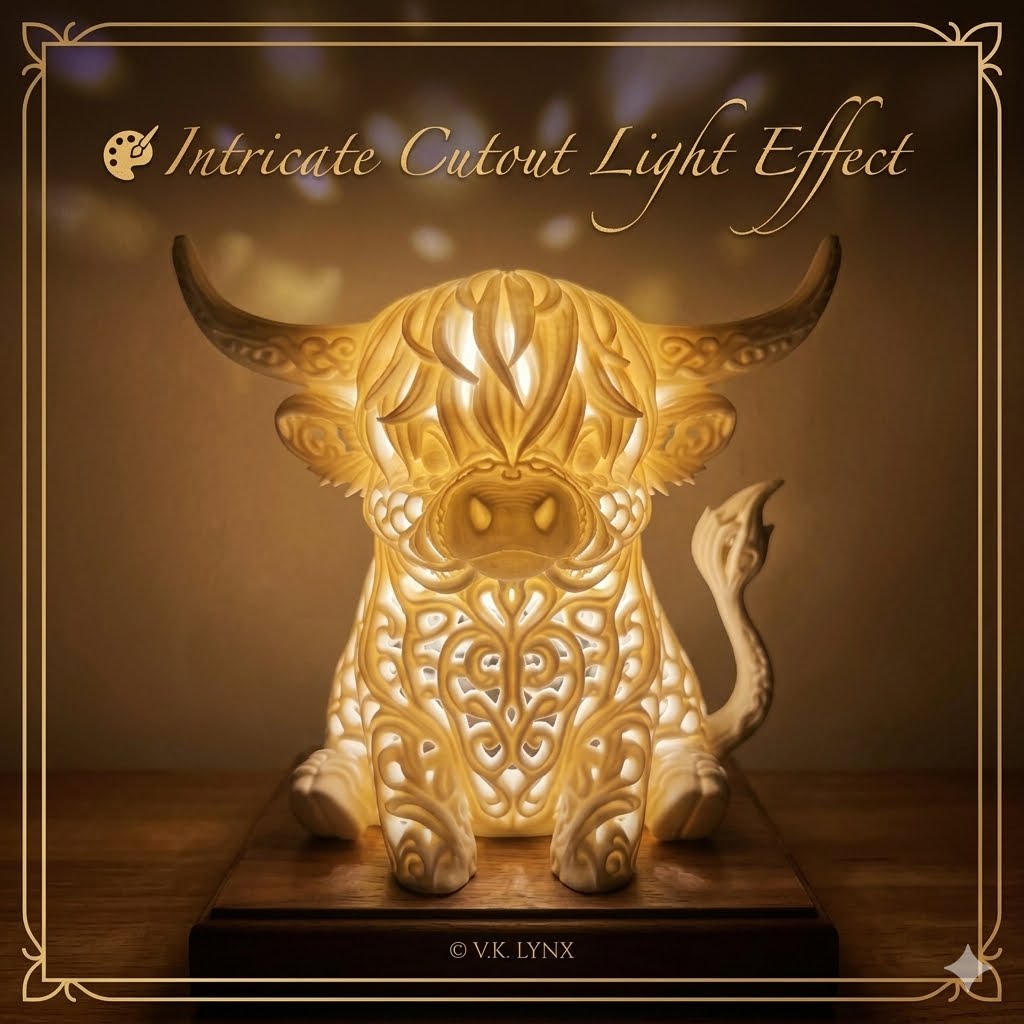 Rechargeable Highland Cow Night Light – Magical 3D Glow Lamp