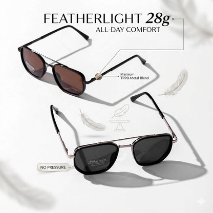 Polarized UV400 Sunglasses – Lightweight Geometric Square Frame