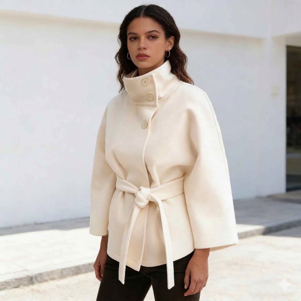 Women's Belted Wool-Blend Cape Coat