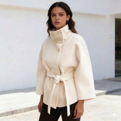 Women's Belted Wool-Blend Cape Coat